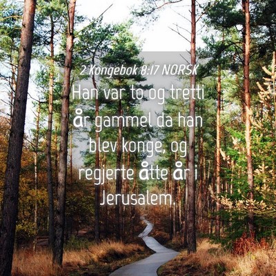 Picture 04 - 2 Kongebok 8:17 NORSK - Han var to og tretti år gammel da han blev - Bible Verse Picture