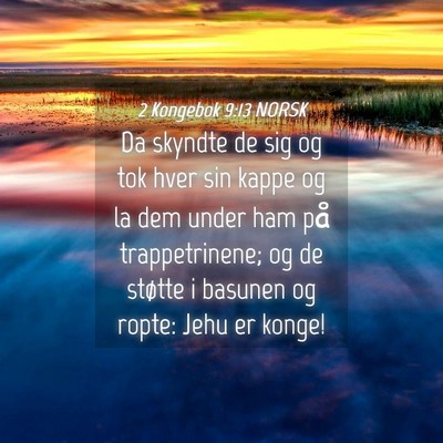 Picture 04 - 2 Kongebok 9:13 NORSK - Da skyndte de sig og tok hver sin kappe og la dem - Bible Verse Picture