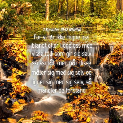 Picture 04 - 2 Korinter 10:12 NORSK - For vi tør ikke regne oss iblandt eller ligne - Bible Verse Picture