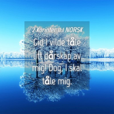 Picture 04 - 2 Korinter 11:1 NORSK - Gid I vilde tåle litt dårskap av mig! Dog, I - Bible Verse Picture