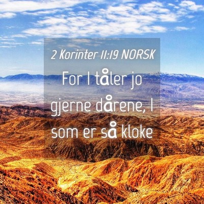 Picture 04 - 2 Korinter 11:19 NORSK - For I tåler jo gjerne dårene, I som er så - Bible Verse Picture