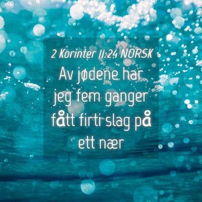 Picture 04 - 2 Korinter 11:24 NORSK - Av jødene har jeg fem ganger fått firti slag - Bible Verse Picture