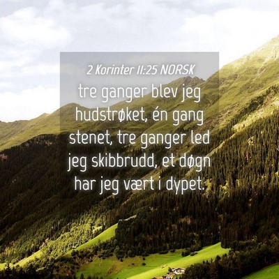 Picture 04 - 2 Korinter 11:25 NORSK - tre ganger blev jeg hudstrøket, én gang stenet, - Bible Verse Picture