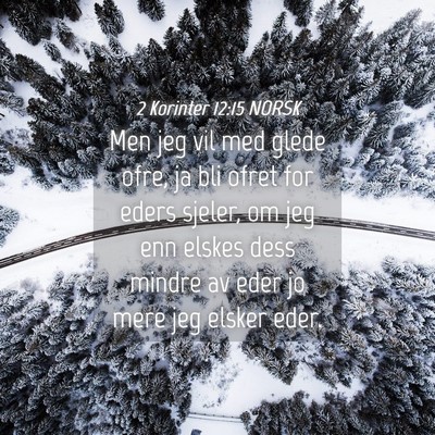 Picture 04 - 2 Korinter 12:15 NORSK - Men jeg vil med glede ofre, ja bli ofret for - Bible Verse Picture