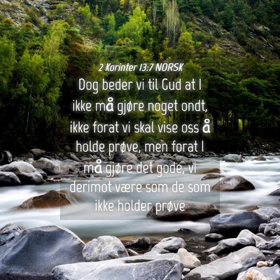 Picture 04 - 2 Korinter 13:7 NORSK - Dog beder vi til Gud at I ikke må gjøre noget - Bible Verse Picture
