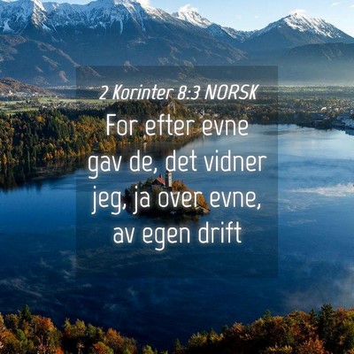 Picture 04 - 2 Korinter 8:3 NORSK - For efter evne gav de, det vidner jeg, ja over - Bible Verse Picture