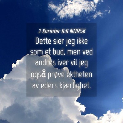 Picture 04 - 2 Korinter 8:8 NORSK - Dette sier jeg ikke som et bud, men ved andres - Bible Verse Picture