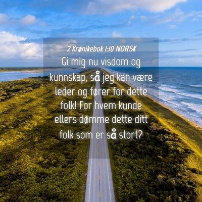 Picture 04 - 2 Krønikebok 1:10 NORSK - Gi mig nu visdom og kunnskap, så jeg kan være - Bible Verse Picture