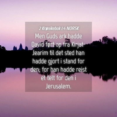 Picture 04 - 2 Krønikebok 1:4 NORSK - Men Guds ark hadde David ført op fra - Bible Verse Picture