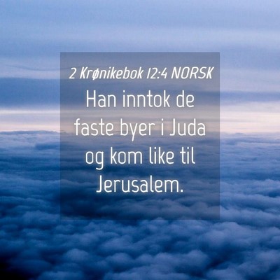 Picture 04 - 2 Krønikebok 12:4 NORSK - Han inntok de faste byer i Juda og kom like til - Bible Verse Picture