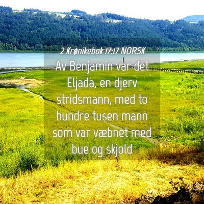 Picture 04 - 2 Krønikebok 17:17 NORSK - Av Benjamin var det Eljada, en djerv stridsmann, - Bible Verse Picture