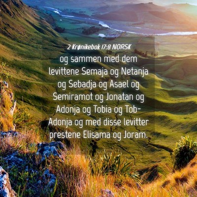 Picture 04 - 2 Krønikebok 17:8 NORSK - og sammen med dem levittene Semaja og Netanja og - Bible Verse Picture