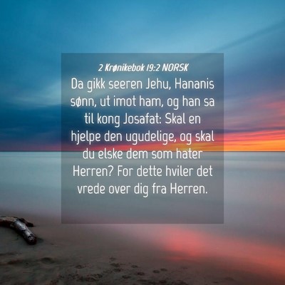 Picture 04 - 2 Krønikebok 19:2 NORSK - Da gikk seeren Jehu, Hananis sønn, ut imot ham, - Bible Verse Picture