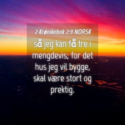 Picture 04 - 2 Krønikebok 2:9 NORSK - så jeg kan få tre i mengdevis; for det hus jeg - Bible Verse Picture