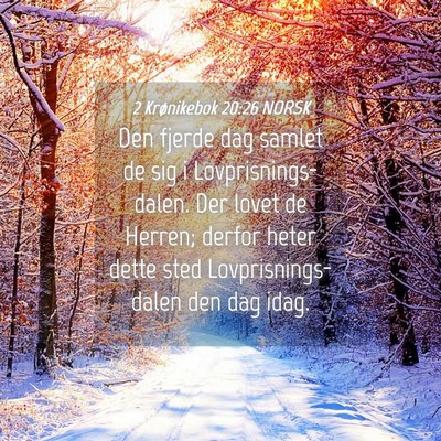 Picture 04 - 2 Krønikebok 20:26 NORSK - Den fjerde dag samlet de sig i - Bible Verse Picture
