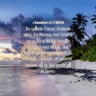 Picture 04 - 2 Krønikebok 20:37 NORSK - Da spådde Elieser, Dodavas sønn, fra Maresa, - Bible Verse Picture