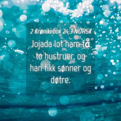 Picture 04 - 2 Krønikebok 24:3 NORSK - Jojada lot ham få to hustruer, og han fikk - Bible Verse Picture