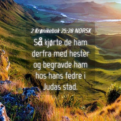 Picture 04 - 2 Krønikebok 25:28 NORSK - Så kjørte de ham derfra med hester og begravde - Bible Verse Picture