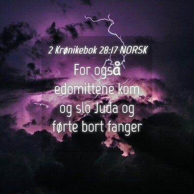 Picture 04 - 2 Krønikebok 28:17 NORSK - For også edomittene kom og slo Juda og førte - Bible Verse Picture