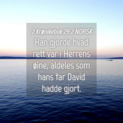 Picture 04 - 2 Krønikebok 29:2 NORSK - Han gjorde hvad rett var i Herrens øine, aldeles - Bible Verse Picture