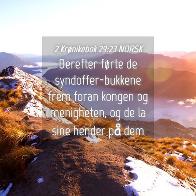 Picture 04 - 2 Krønikebok 29:23 NORSK - Derefter førte de syndoffer-bukkene frem foran - Bible Verse Picture