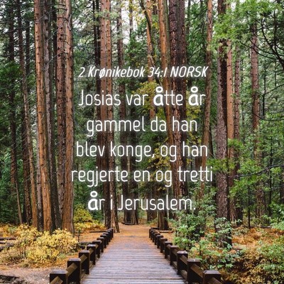 Picture 04 - 2 Krønikebok 34:1 NORSK - Josias var åtte år gammel da han blev konge, og - Bible Verse Picture