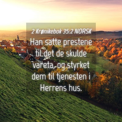Picture 04 - 2 Krønikebok 35:2 NORSK - Han satte prestene til det de skulde vareta, og - Bible Verse Picture