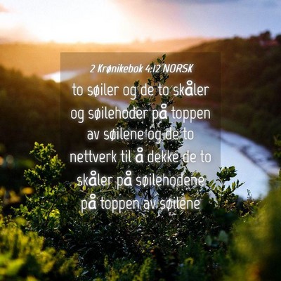 Picture 04 - 2 Krønikebok 4:12 NORSK - to søiler og de to skåler og søilehoder på - Bible Verse Picture