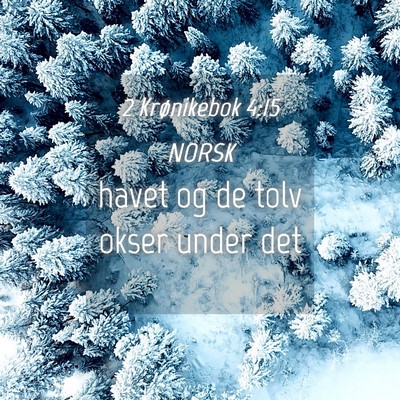 Picture 04 - 2 Krønikebok 4:15 NORSK - havet og de tolv okser under - Bible Verse Picture
