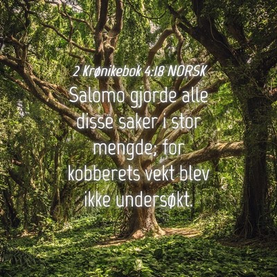 Picture 04 - 2 Krønikebok 4:18 NORSK - Salomo gjorde alle disse saker i stor mengde; for - Bible Verse Picture