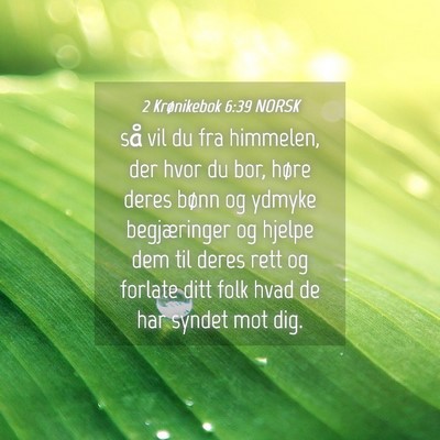 Picture 04 - 2 Krønikebok 6:39 NORSK - så vil du fra himmelen, der hvor du bor, høre - Bible Verse Picture