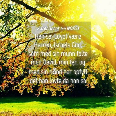 Picture 04 - 2 Krønikebok 6:4 NORSK - Han sa: Lovet være Herren, Israels Gud, som med - Bible Verse Picture