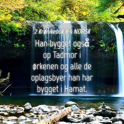 Picture 04 - 2 Krønikebok 8:4 NORSK - Han bygget også op Tadmor i ørkenen og alle de - Bible Verse Picture