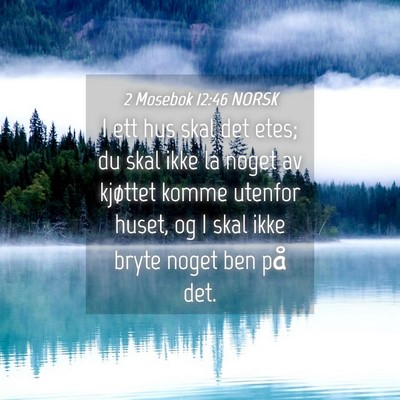 Picture 04 - 2 Mosebok 12:46 NORSK - I ett hus skal det etes; du skal ikke la noget av - Bible Verse Picture