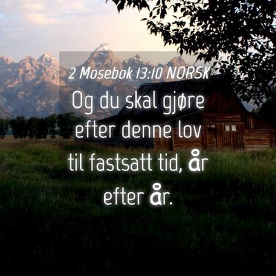 Picture 04 - 2 Mosebok 13:10 NORSK - Og du skal gjøre efter denne lov til fastsatt - Bible Verse Picture