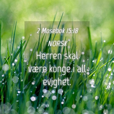 Picture 04 - 2 Mosebok 15:18 NORSK - Herren skal være konge i all - Bible Verse Picture