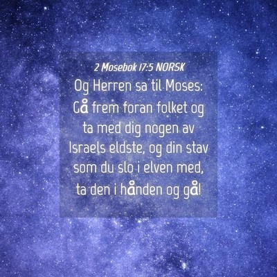 Picture 04 - 2 Mosebok 17:5 NORSK - Og Herren sa til Moses: Gå frem foran folket og - Bible Verse Picture