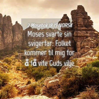 Picture 04 - 2 Mosebok 18:15 NORSK - Moses svarte sin svigerfar: Folket kommer til mig - Bible Verse Picture