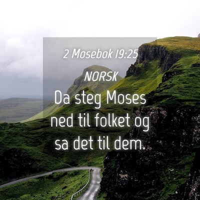 Picture 04 - 2 Mosebok 19:25 NORSK - Da steg Moses ned til folket og sa det til - Bible Verse Picture
