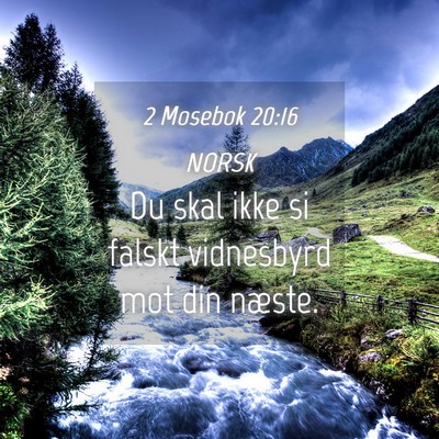 Picture 04 - 2 Mosebok 20:16 NORSK - Du skal ikke si falskt vidnesbyrd mot din - Bible Verse Picture