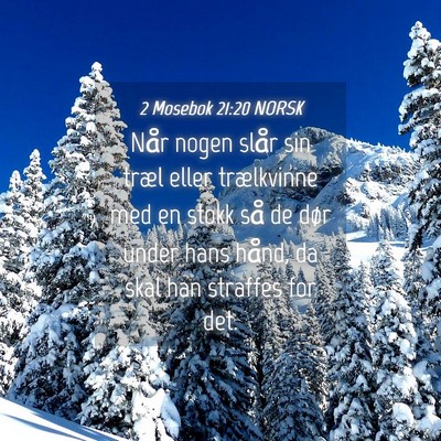 Picture 04 - 2 Mosebok 21:20 NORSK - Når nogen slår sin træl eller trælkvinne med - Bible Verse Picture