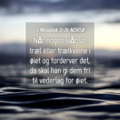 Picture 04 - 2 Mosebok 21:26 NORSK - Når nogen slår sin træl eller trælkvinne i - Bible Verse Picture