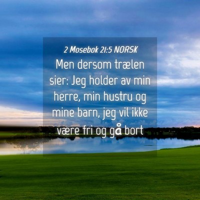 Picture 04 - 2 Mosebok 21:5 NORSK - Men dersom trælen sier: Jeg holder av min herre, - Bible Verse Picture