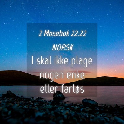 Picture 04 - 2 Mosebok 22:22 NORSK - I skal ikke plage nogen enke eller - Bible Verse Picture
