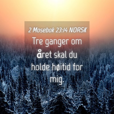 Picture 04 - 2 Mosebok 23:14 NORSK - Tre ganger om året skal du holde høitid for - Bible Verse Picture