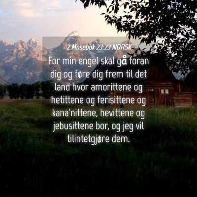 Picture 04 - 2 Mosebok 23:23 NORSK - For min engel skal gå foran dig og føre dig - Bible Verse Picture