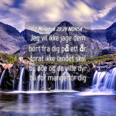 Picture 04 - 2 Mosebok 23:29 NORSK - Jeg vil ikke jage dem bort fra dig på ett år, - Bible Verse Picture