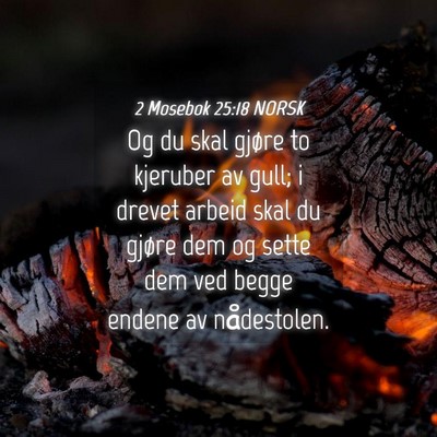 Picture 04 - 2 Mosebok 25:18 NORSK - Og du skal gjøre to kjeruber av gull; i drevet - Bible Verse Picture