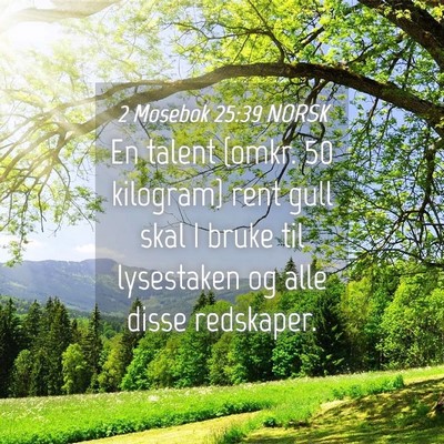 Picture 04 - 2 Mosebok 25:39 NORSK - En talent {omkr. 50 kilogram} rent gull skal I - Bible Verse Picture