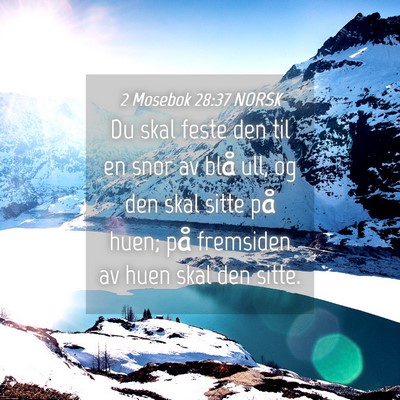 Picture 04 - 2 Mosebok 28:37 NORSK - Du skal feste den til en snor av blå ull, og den - Bible Verse Picture
